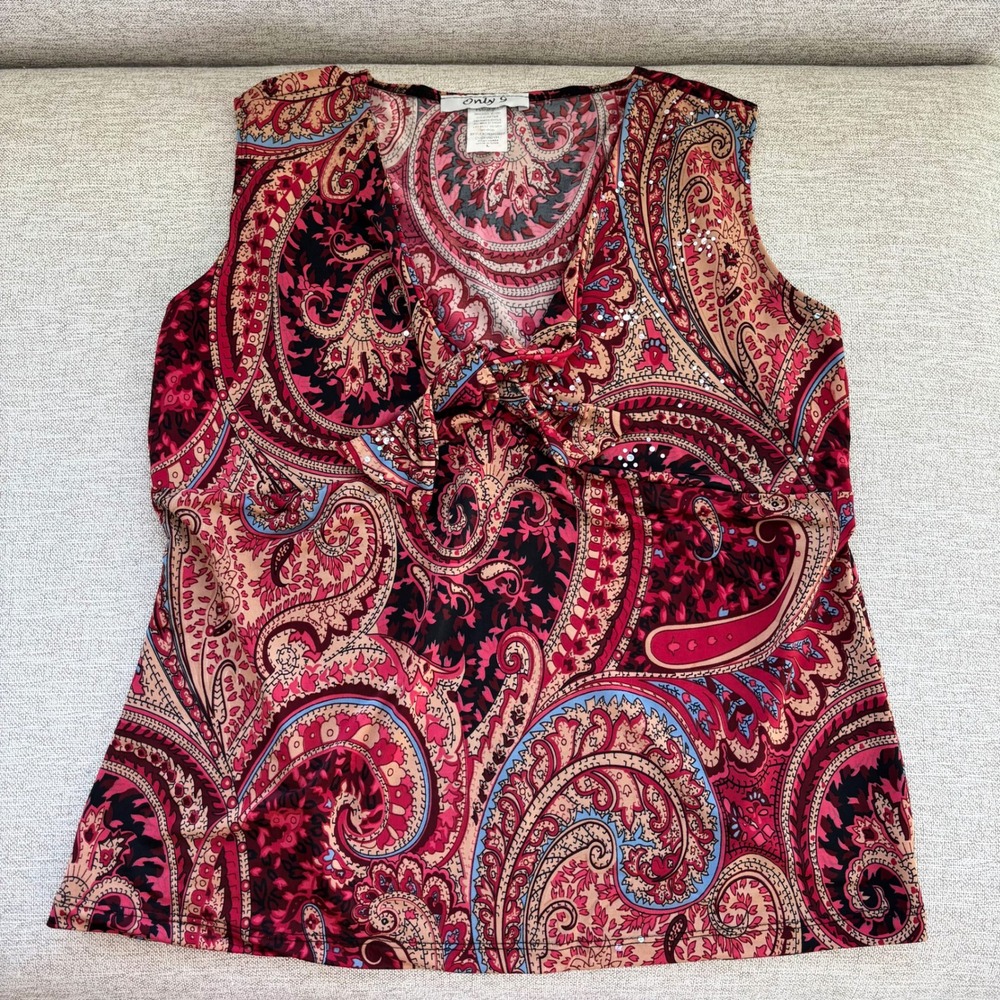 90s Vintage Only 9 Paisley Top Large Y2K Romantic Boho Chic Whimsigoth 2000s